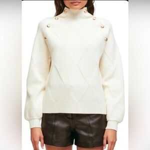 MAJE MARNA DIAMOND RIB MOCK NECK SWEATER